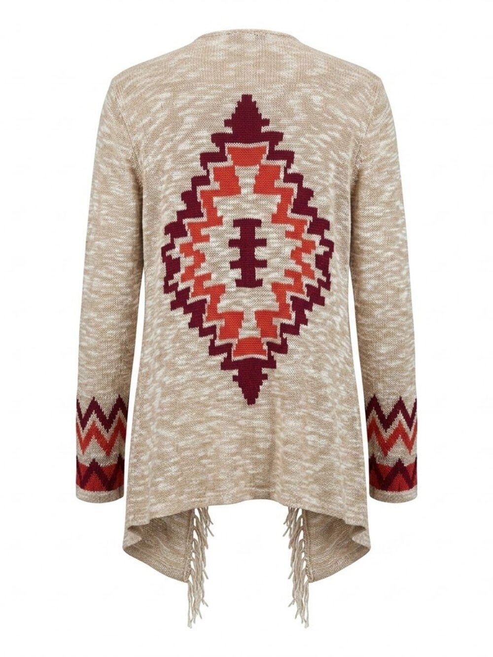 Derek Heart Southwestern Cardigan XL Boho Fringe Tribal Western Open Front Knit